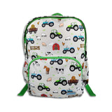 Boys Large Green Personalised Tractor Backpack