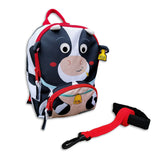 Toddler Mini Black and White Personalised Cow Print Backpack with Reins - Cillian the Cow