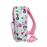 Girls Medium Grey and Pink Personalised Tractor Backpack
