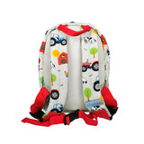 Boys Mini Red Personalised Tractor Print Backpack with Reins