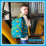Boys Large Green Personalised Digger Print Backpack