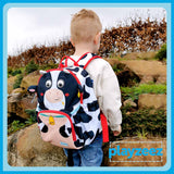Kids Medium Black and White Personalised Cow Print Backpack - Cillian the Cow