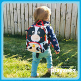 Toddler Mini Black and White Personalised Cow Print Backpack with Reins - Cillian the Cow