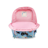Girls Mini Blue and Pink Personalised Tractor Print Backpack with Reins