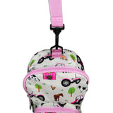 Girls Mini Grey and Pink Personalised Tractor Backpack with Reins
