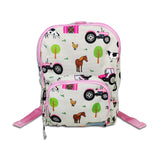 Girls Mini Grey and Pink Personalised Tractor Backpack with Reins
