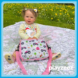 Girls Grey and Pink Personalised Tractor Lunch Box