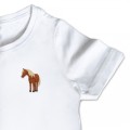 Organic Kids Standing Horse T Shirt - Brown Embroidery