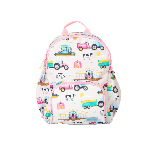 Girls Medium Personalised Pink Tractor & Farm Backpack