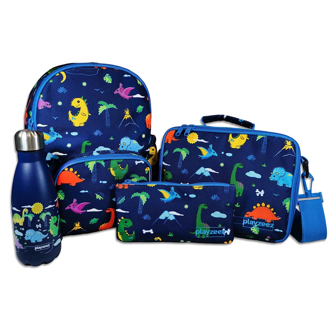 Rainbow Skool - Dino Set of 3 - Kids - Backpack, Lunchbox & Stainless Steel  Water Bottle